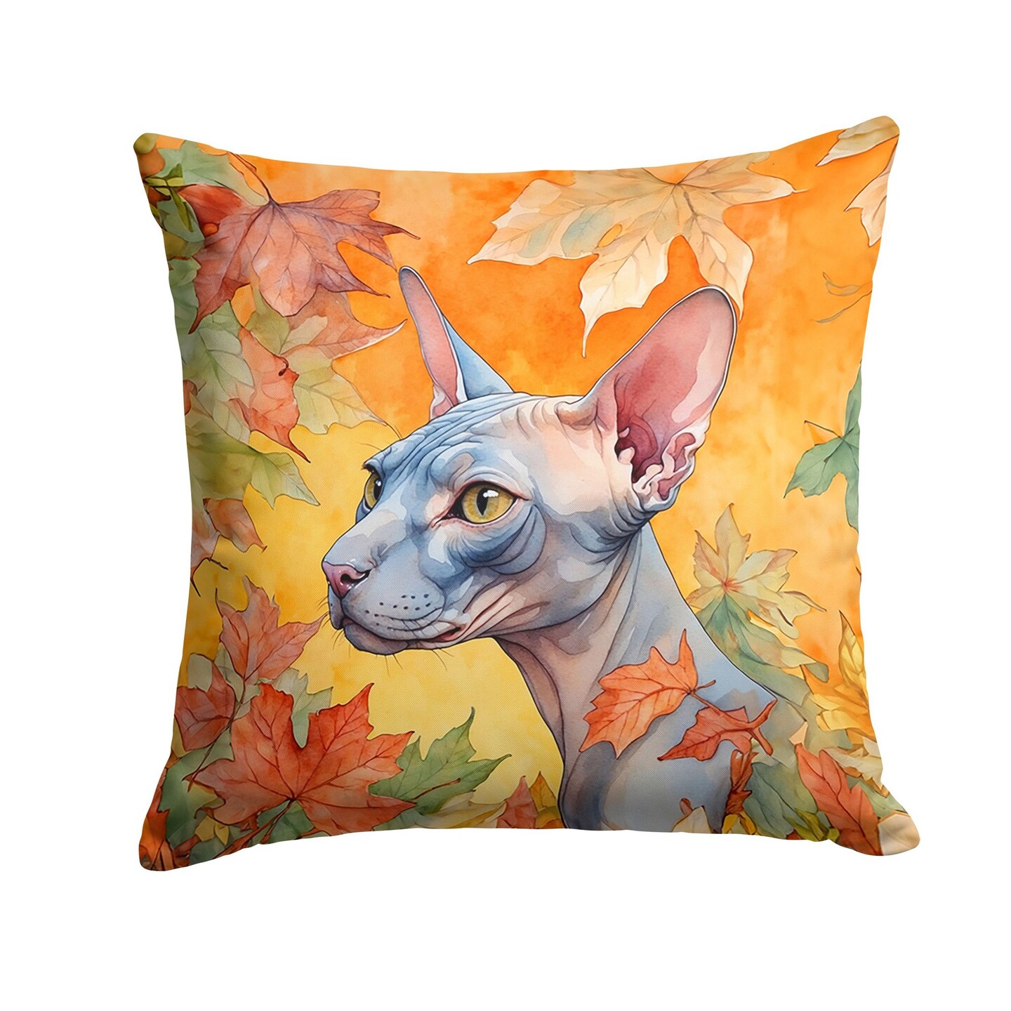 Edge Collections - 18" x 18" - Multicolor - Donskoy Don Sphynx Cat Throw Pillow , Machine Washable Indoor Outdoor - 1 Piece