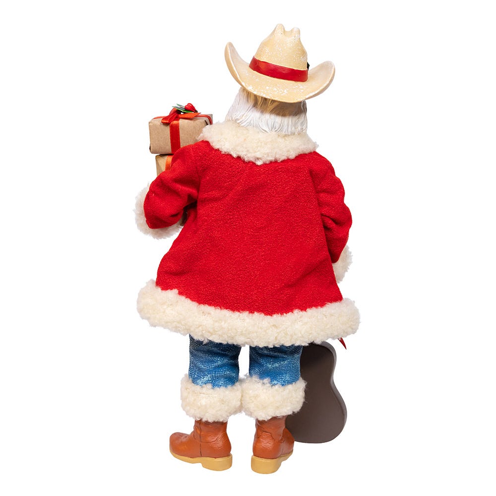 Kurt Adler 11-Inch Fabrich&#xE9; Western Santa with Guitar