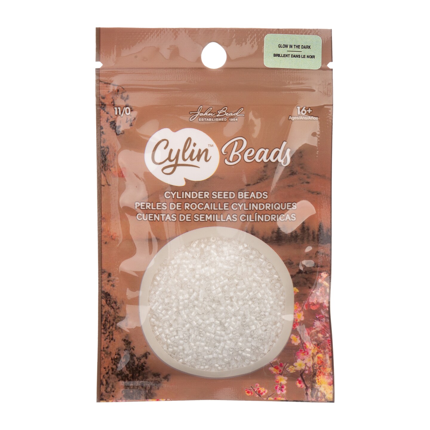 John Bead Glow in Dark Cylin Beads 11/0 Glass Cylindrical Seed Beads, 25g