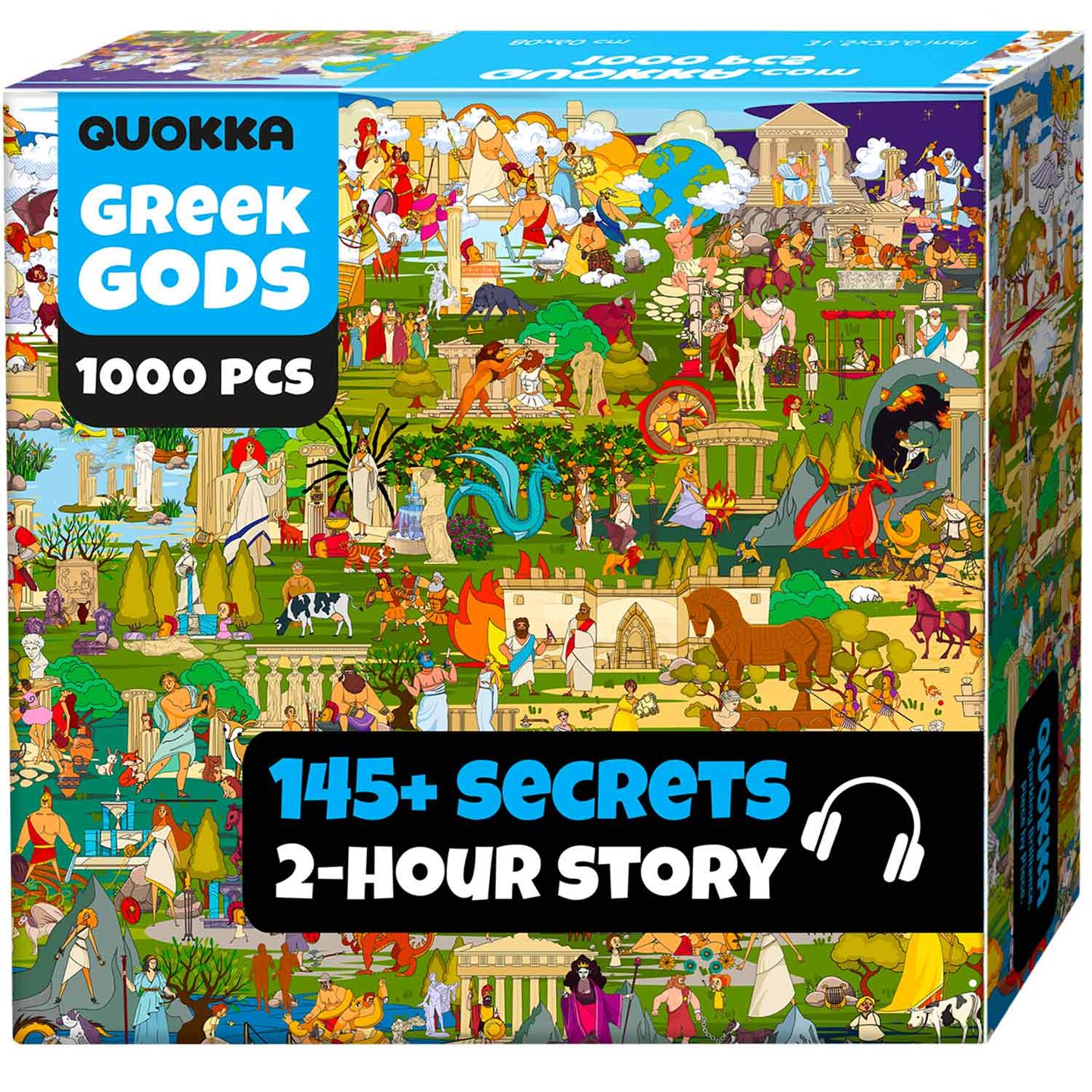 QUOKKA 1000 Piece Puzzle for Adults Greek Gods - Adult Puzzles with Secret Tasks &#x26; Immersive Audio Story of Ancient Myths and Legends for Deep Relaxation for Challenge Puzzle Lovers