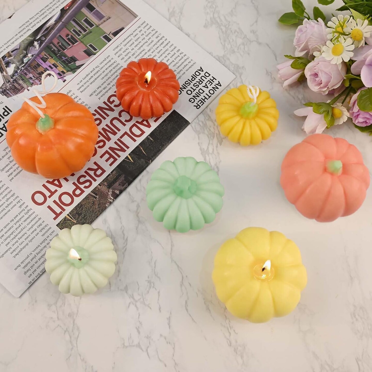 2 Pcs Pumpkin Candle Molds for Candle Making(2PCS Large + Small Pumpkin Molds)2.95 x 2.95 x 2.44 inches