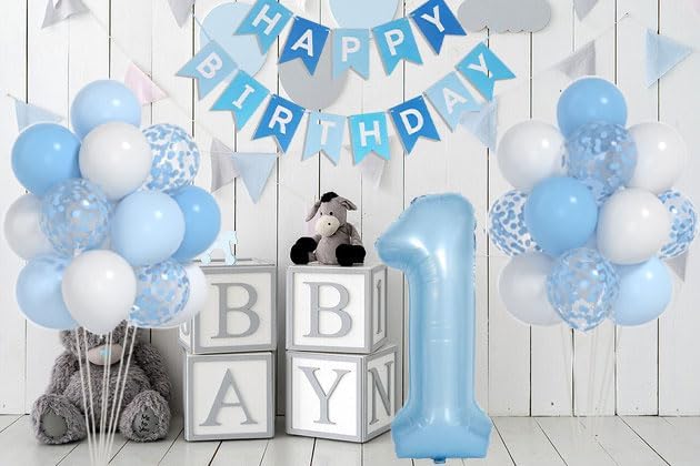 Baby Blue White Balloons And 40inch 1 Balloon (Blue)