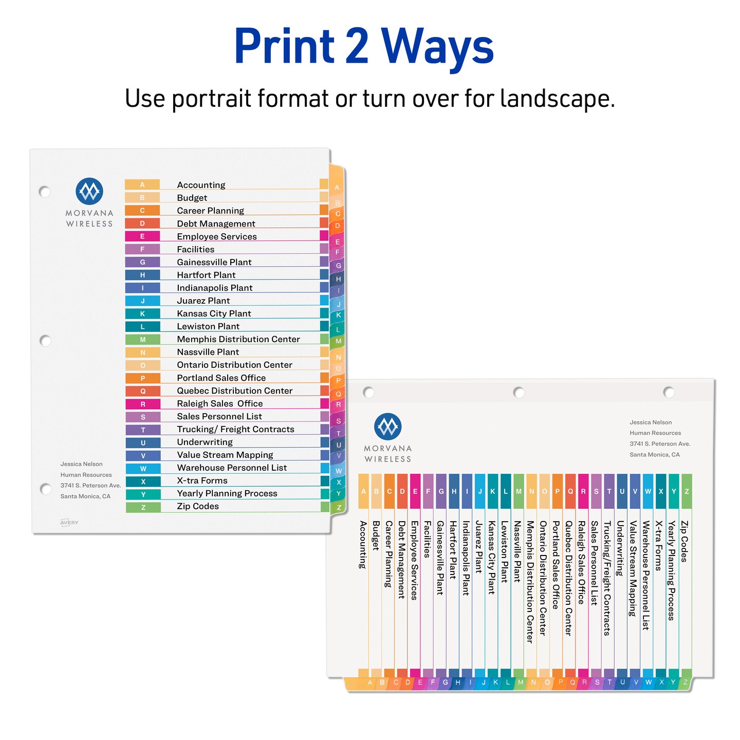 Avery A-Z Dividers for 3 Ring Binders, 26 Tabs per Set, Customizable Table of Contents, Multicolor Tabs (6 Sets of 11832)