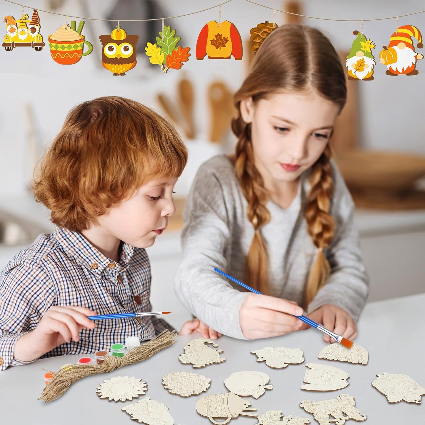 36 Pcs Fall Wood Crafts Cutouts for Kids &#x26; Adults(multicolored)