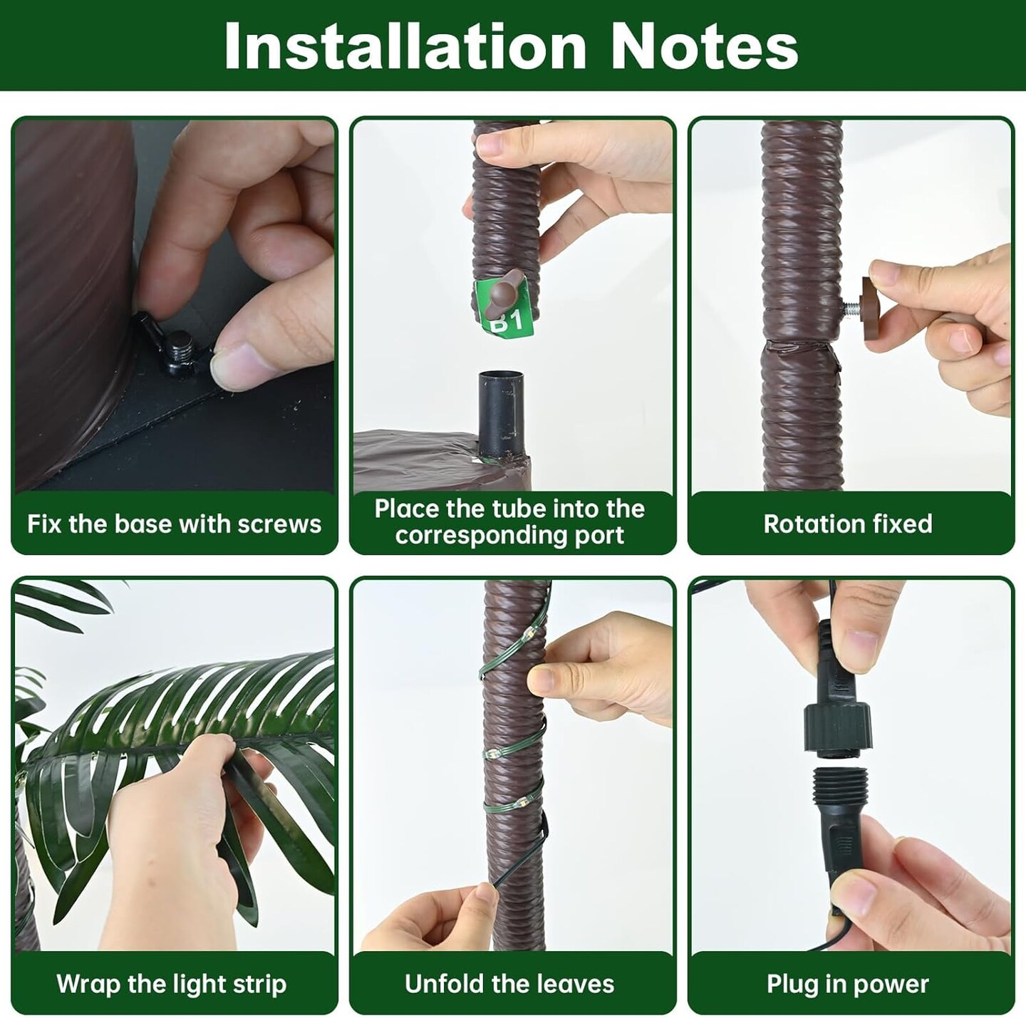 Artificial Lighted Palm Tree (Green) 10"D x 24"W x 11"H