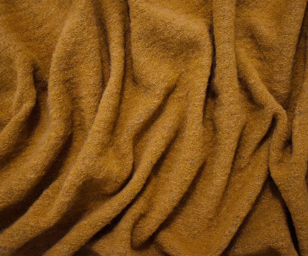 Brown-Black Italian Boiled Wool-Polyester Texture Knit Coating Fabric By the Yard