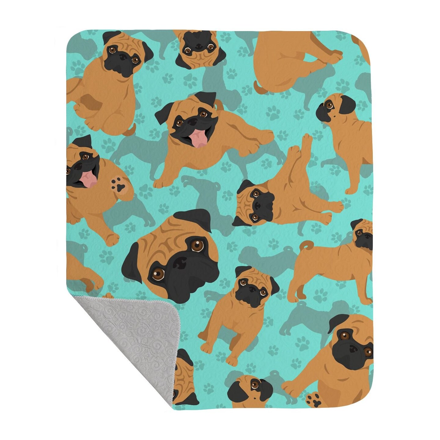 Edge Collections - 50" x 60" - Multicolor - Apricot Pug Quilted Blanket Soft Lightweight Throw - 1 Piece