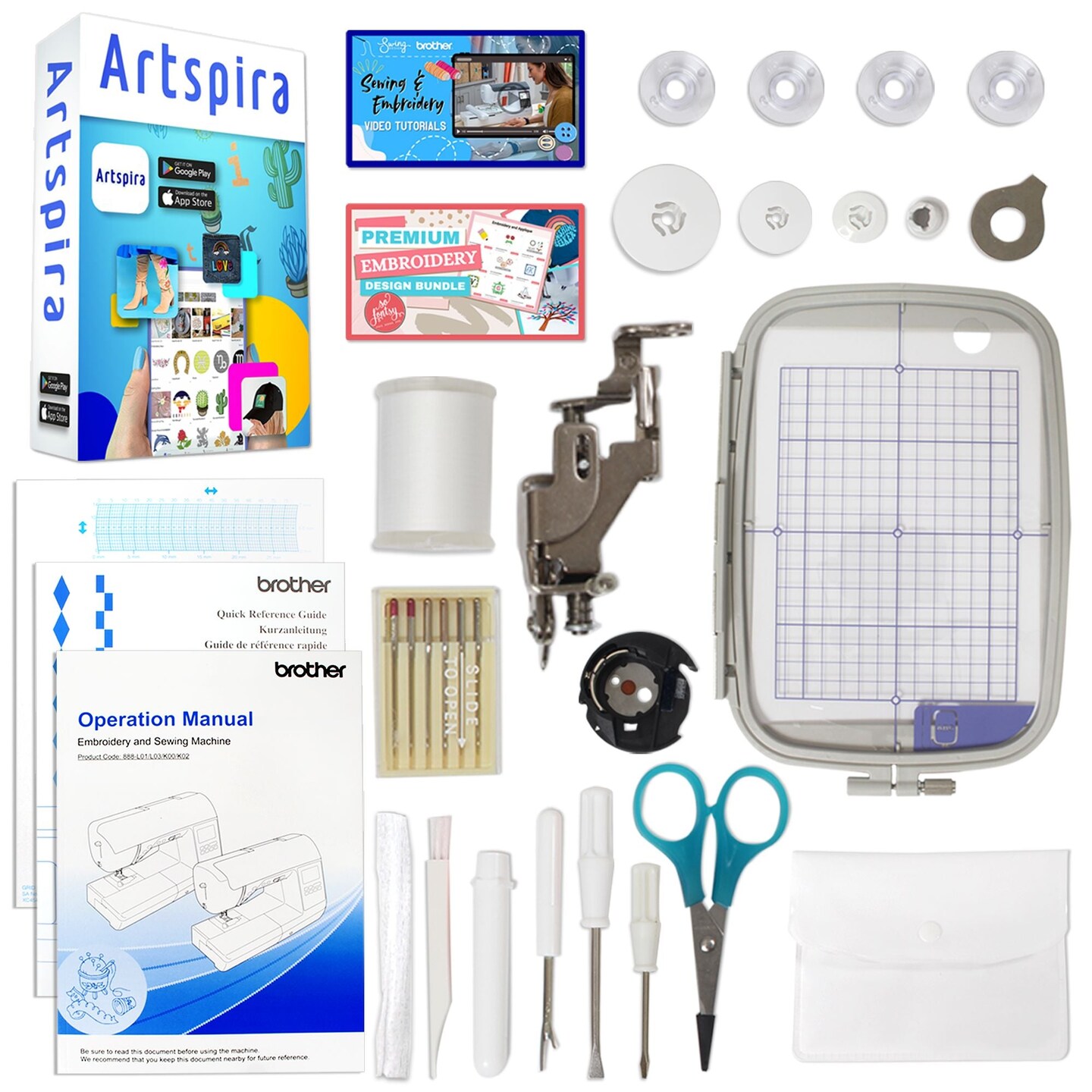 Brother PE900 5&#x22; x 7&#x22; Embroidery Machine with Hoops &#x26; Embroidery Thread