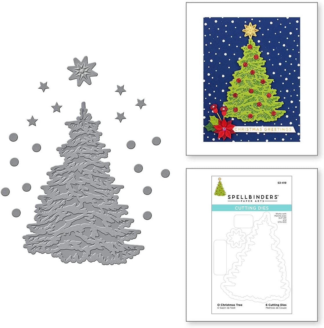 Spellbinders O Christmas Tree Cutting Dies - 6 PC