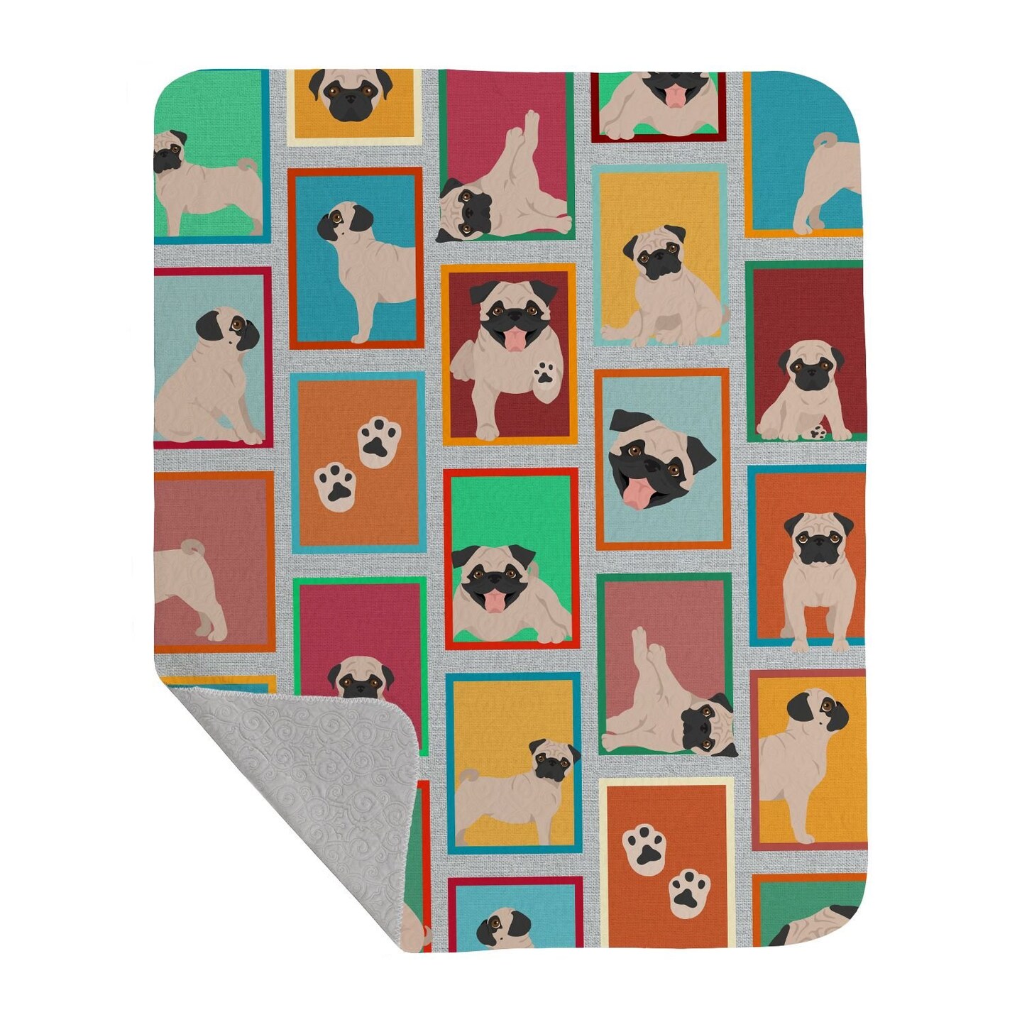 Edge Collections - 50" x 60" - Multicolor - Pug Quilted Throw Blanket - 1 Piece