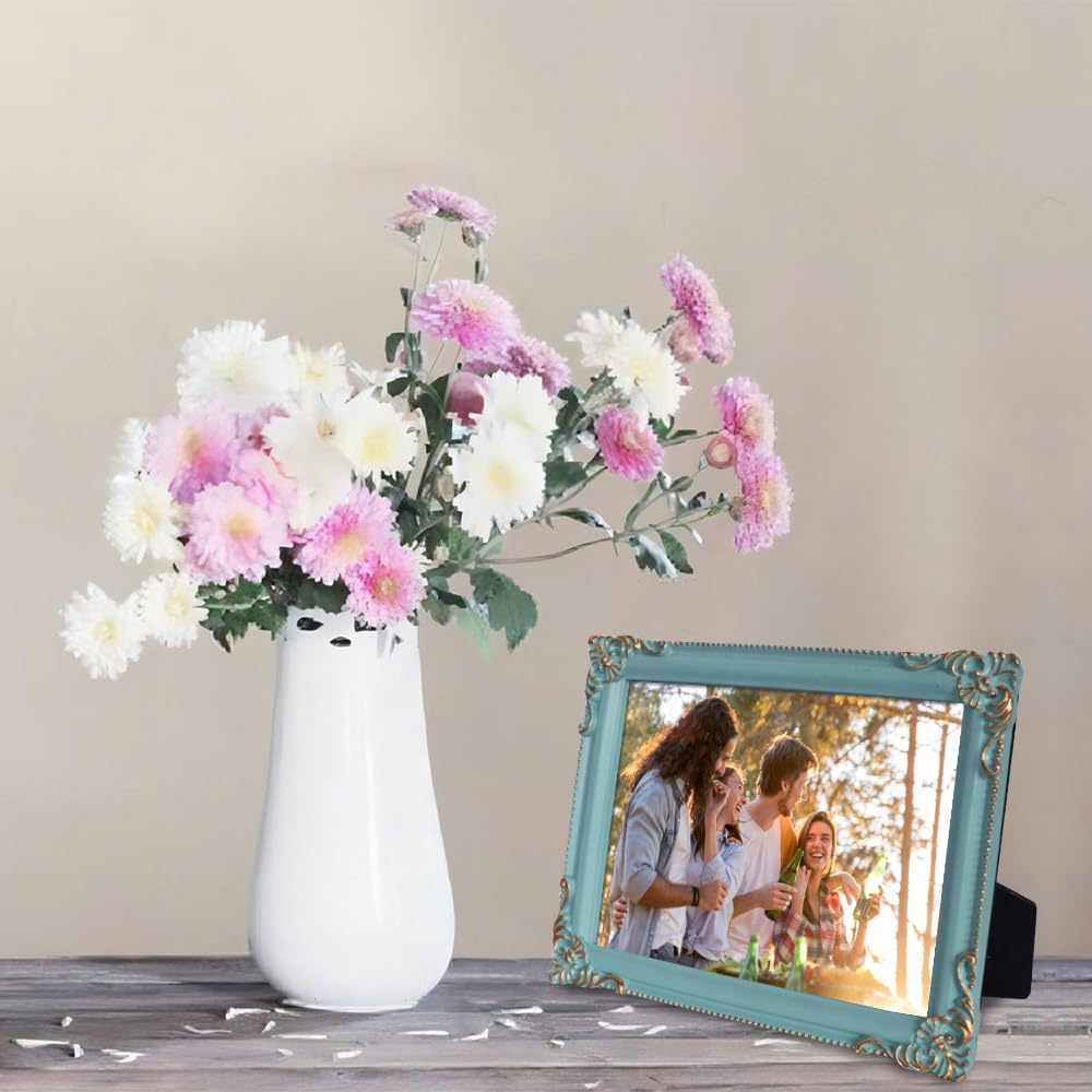 Picture Frame 5&#x22;x7&#x22; Photo Frame Light Blue Frame with Gold Edge(Light Blue)5&#x22;L x 7&#x22;W