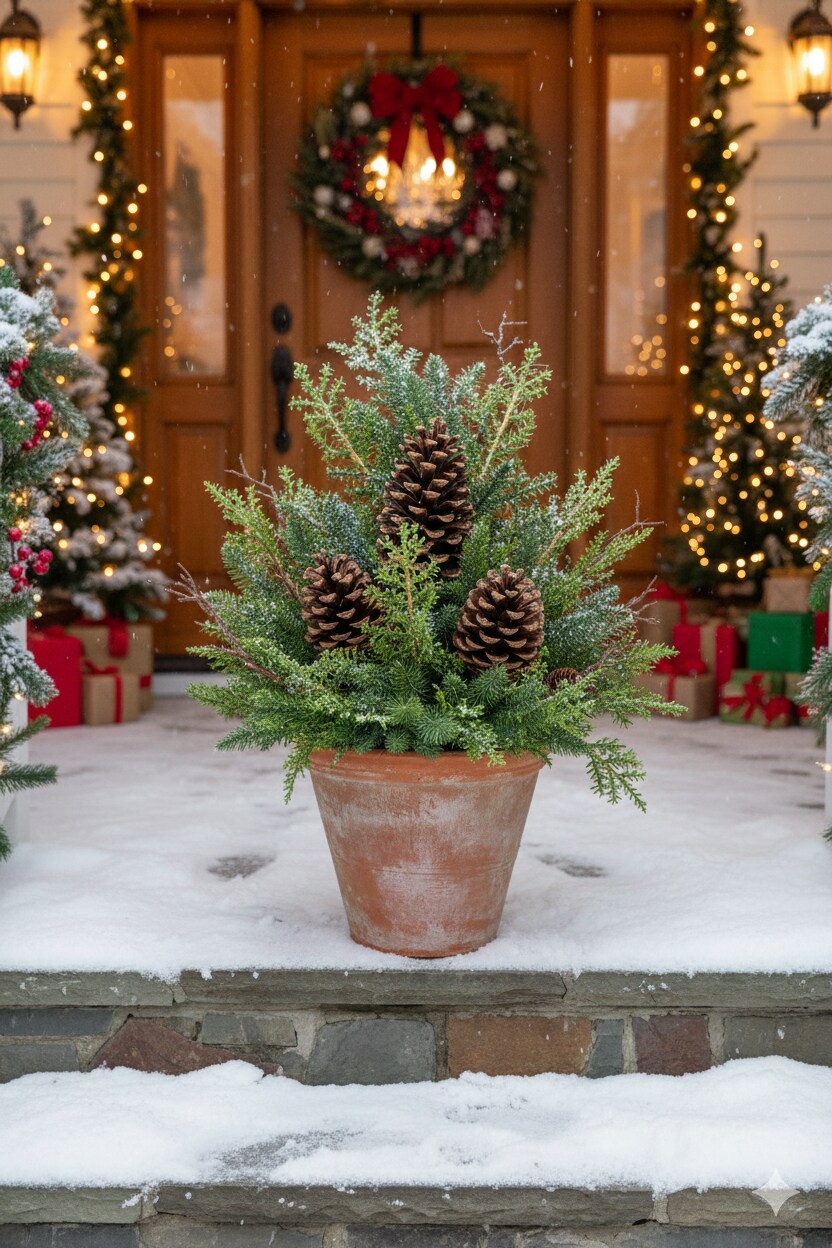 20&#x22; Pine Pick with Cone &#x2013; Waterproof Artificial Holiday Floral Stem 12 Pack