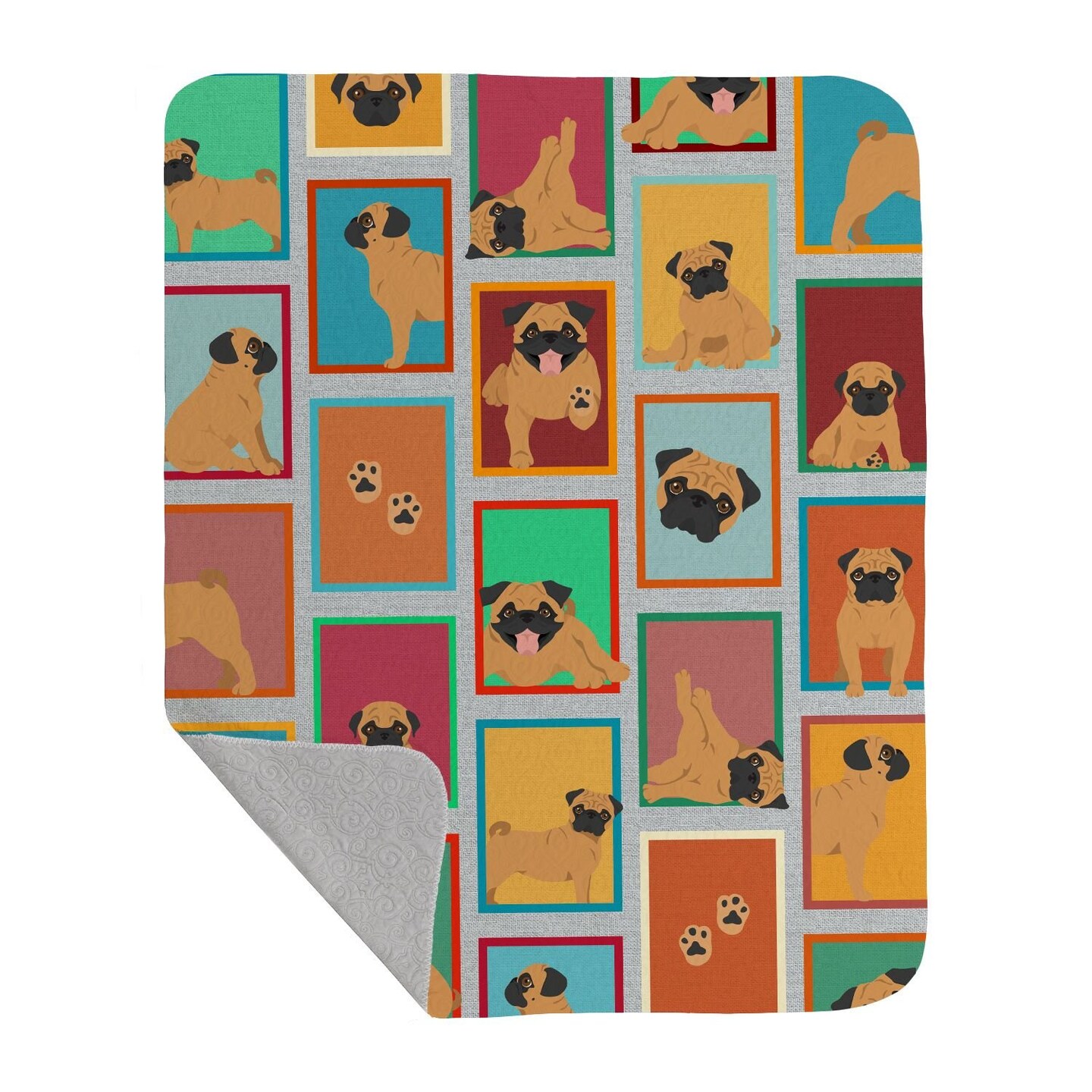 Edge Collections - 50" x 60" - Multicolor - Apricot Pug Quilted Blanket Throw - 1 Piece