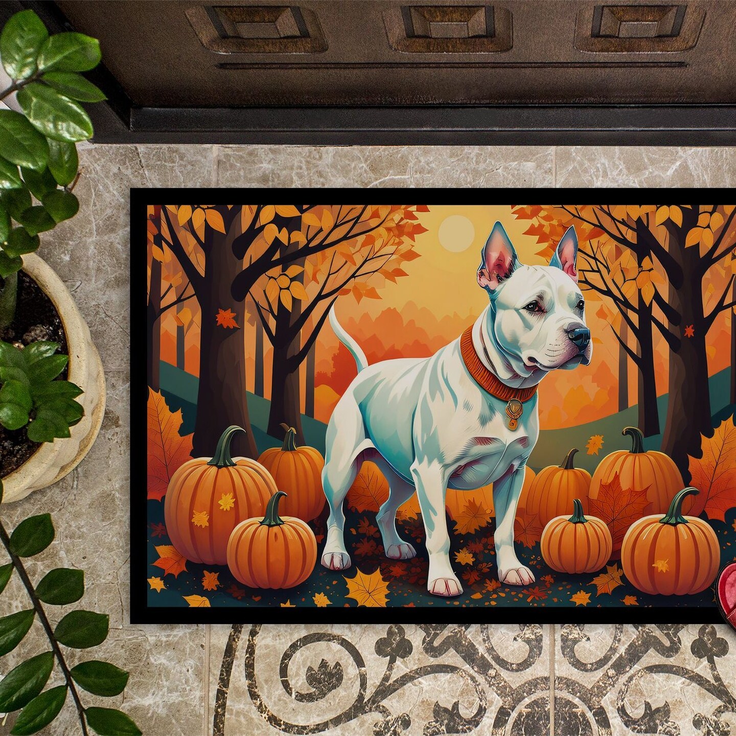 Edge Collections - 18" x 27" - Multicolor - Pit Bull Terrier Doormat Non Slip Washable Rug - 1 Piece