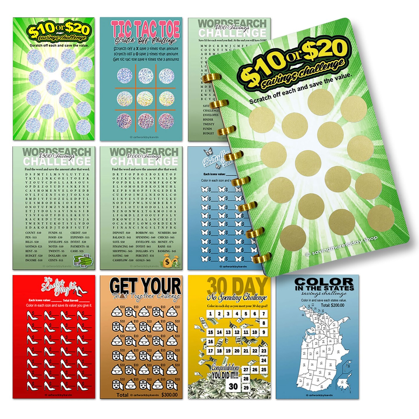 A5 size Binder with 10 Pages of Savings Challenges!!! Great saving