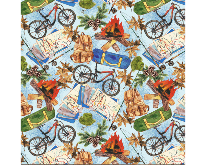 Backpacking Travel Adventures Cotton Fabric | By the Yard | Sewing and Crafting | 44 inches wide