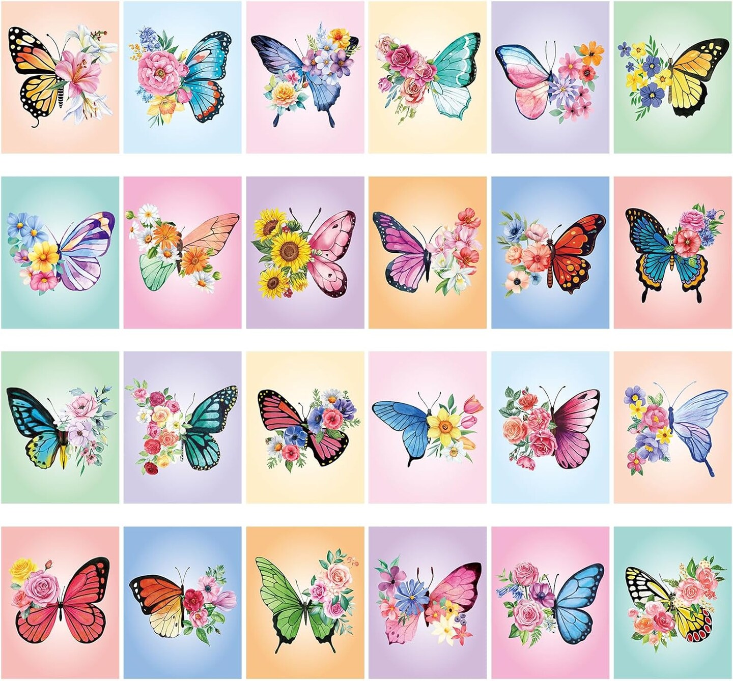 24 Pcs Pre Drawn Canvas for Painting Adult Pre Printed Canvas Bulk Sip and Paint Kit(multicolored)10.63"L x 10.24"W