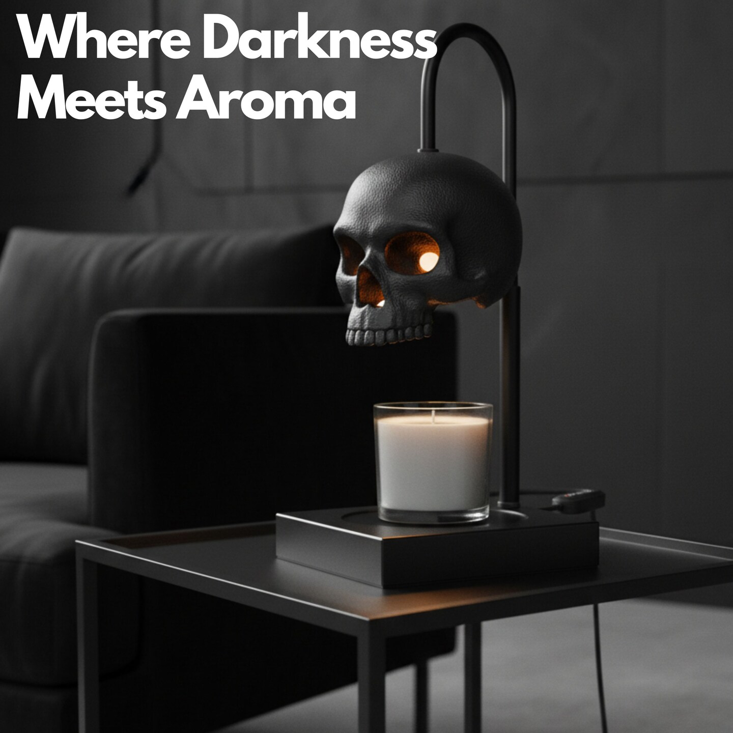 Skull Candle Warmer Lamp with Timer and Dimmer, Gothic Candle Lamp Warmer with Adjustable Height, 2 Light Bulbs, Flameless Wax Melting Skull Decor, Halloween Lamp for Spooky Home &#x26; Witchy Gifts (Candle Jar Not Included)