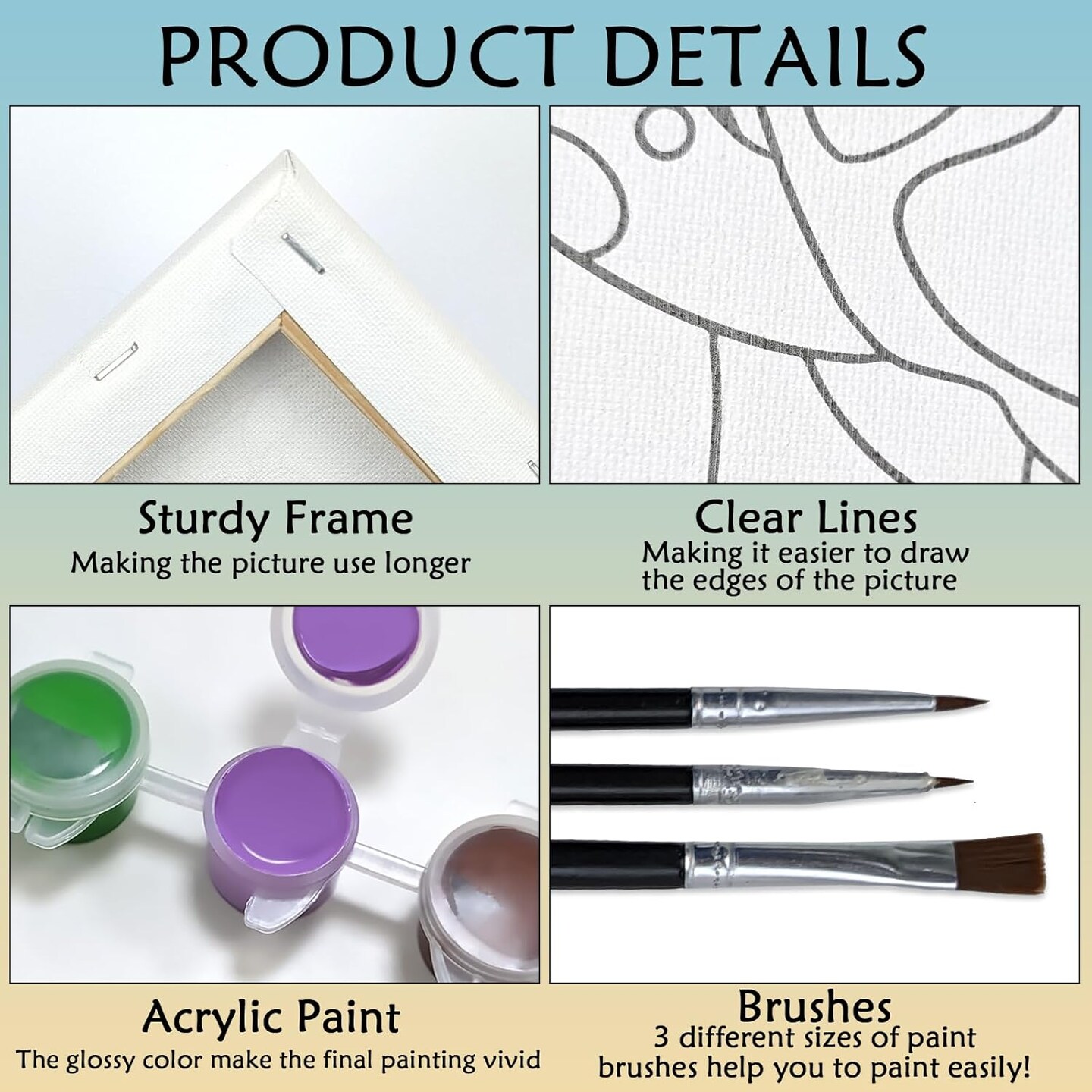 2 Pack Pre Drawn Canvas for Painting for Adults Kids Pre-Stretched Canvas Outline(multi color)10 x 8 x 0.99