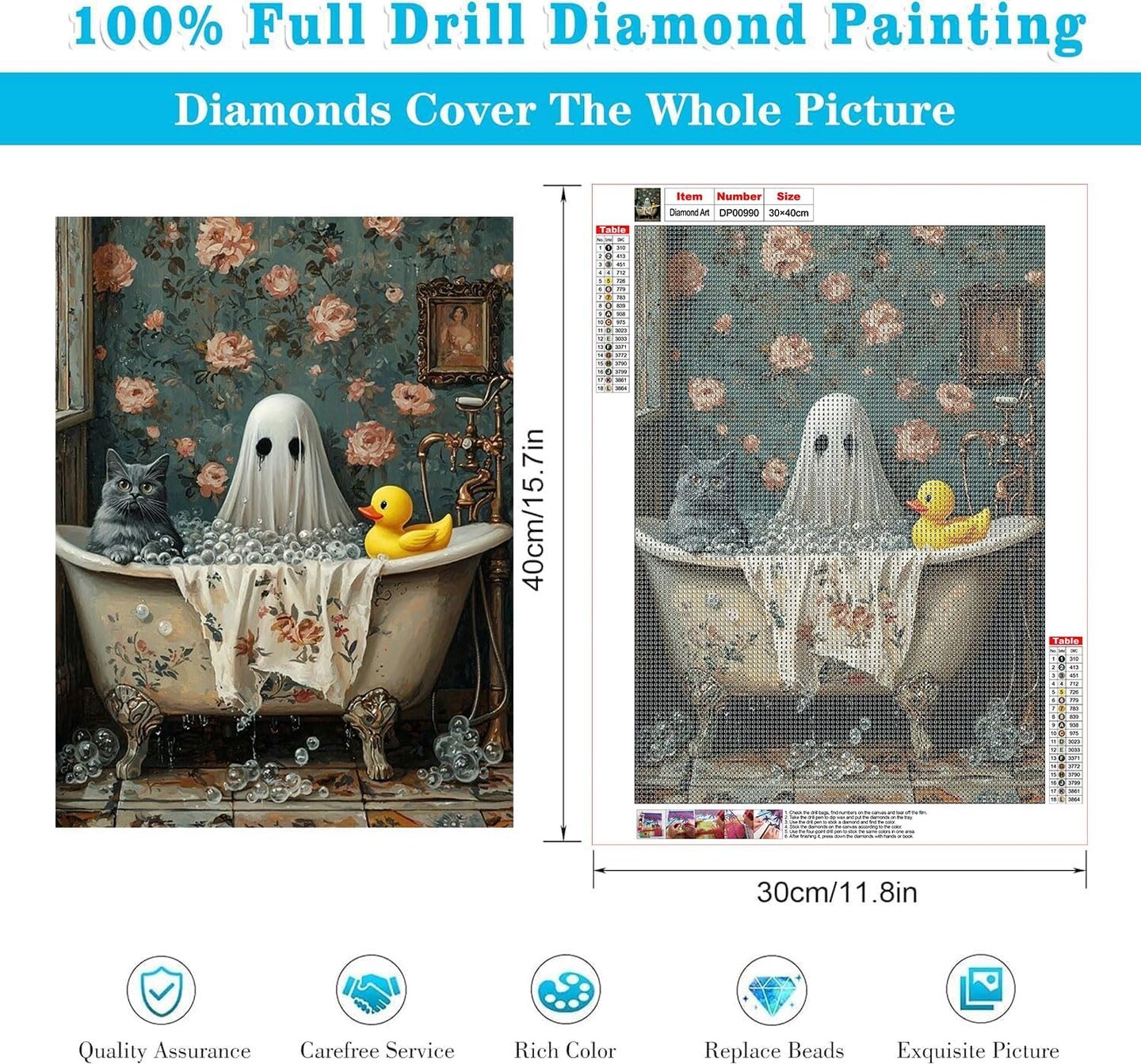 Halloween Ghost Diamond Art Diamond Painting Kit,12x16inch