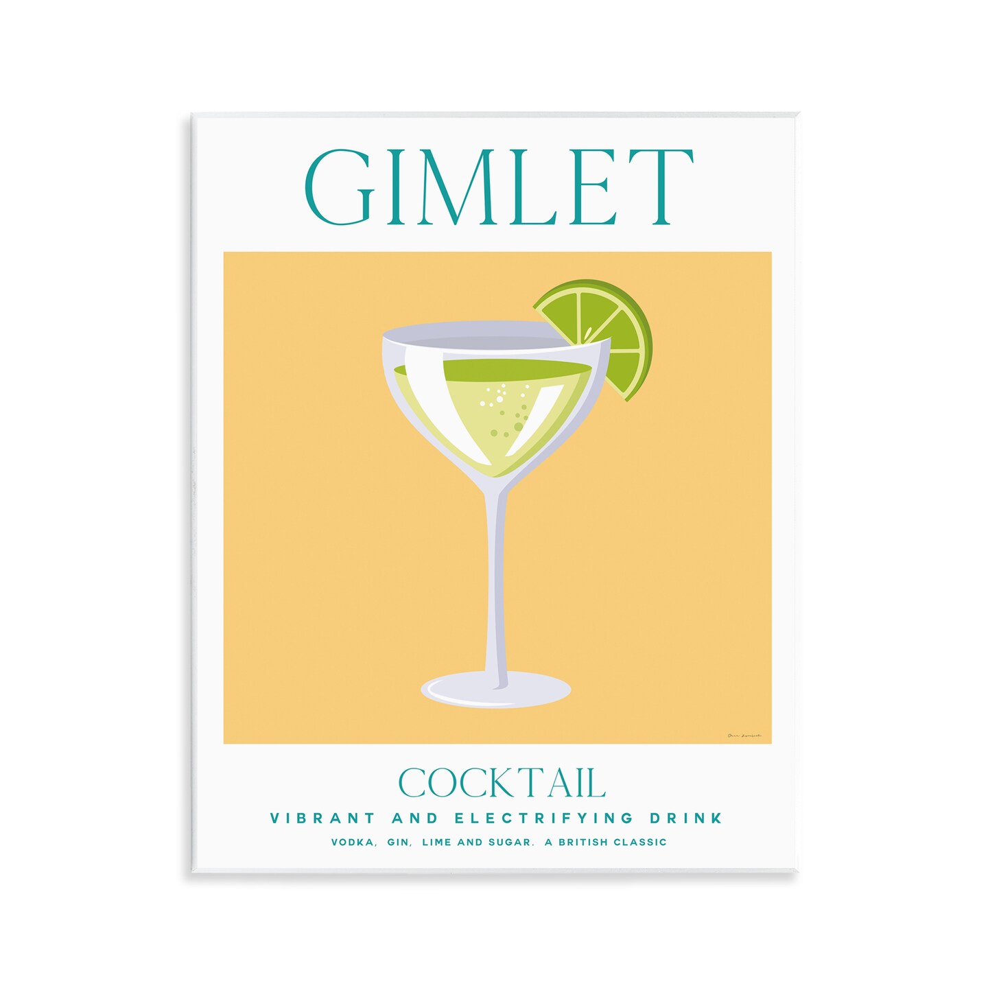 Stupell Industries British Classic Gimlet Cocktail Wall Plaque By Omar Escalante