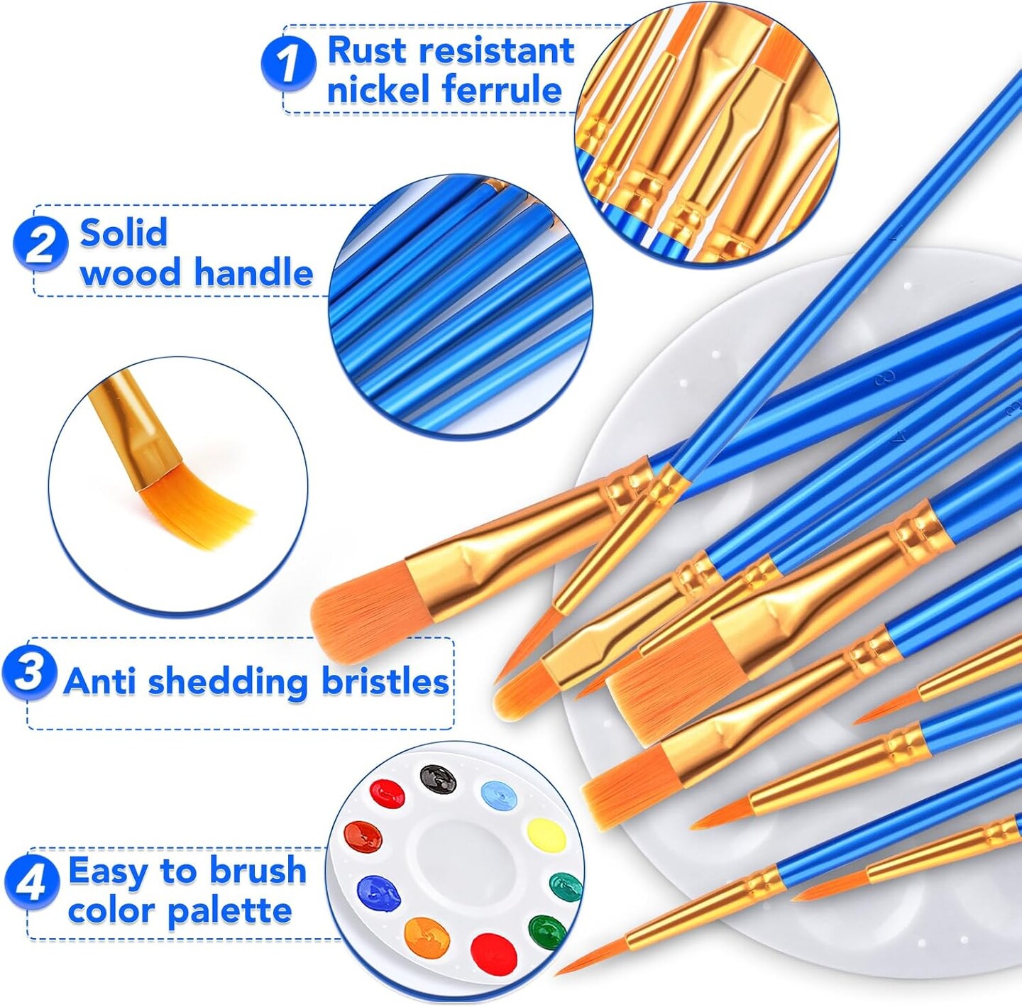Paint Brushes Palette Set,24 Pack/240Pcs Acrylic Paint Brushes and 24 Palettes
