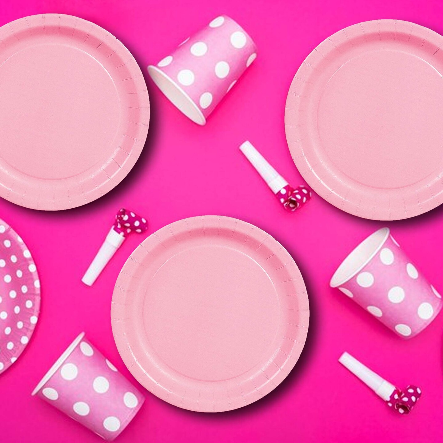 24 Count Round Pink Dessert Plates 7 Inch Paper Disposable Tableware for Any Event