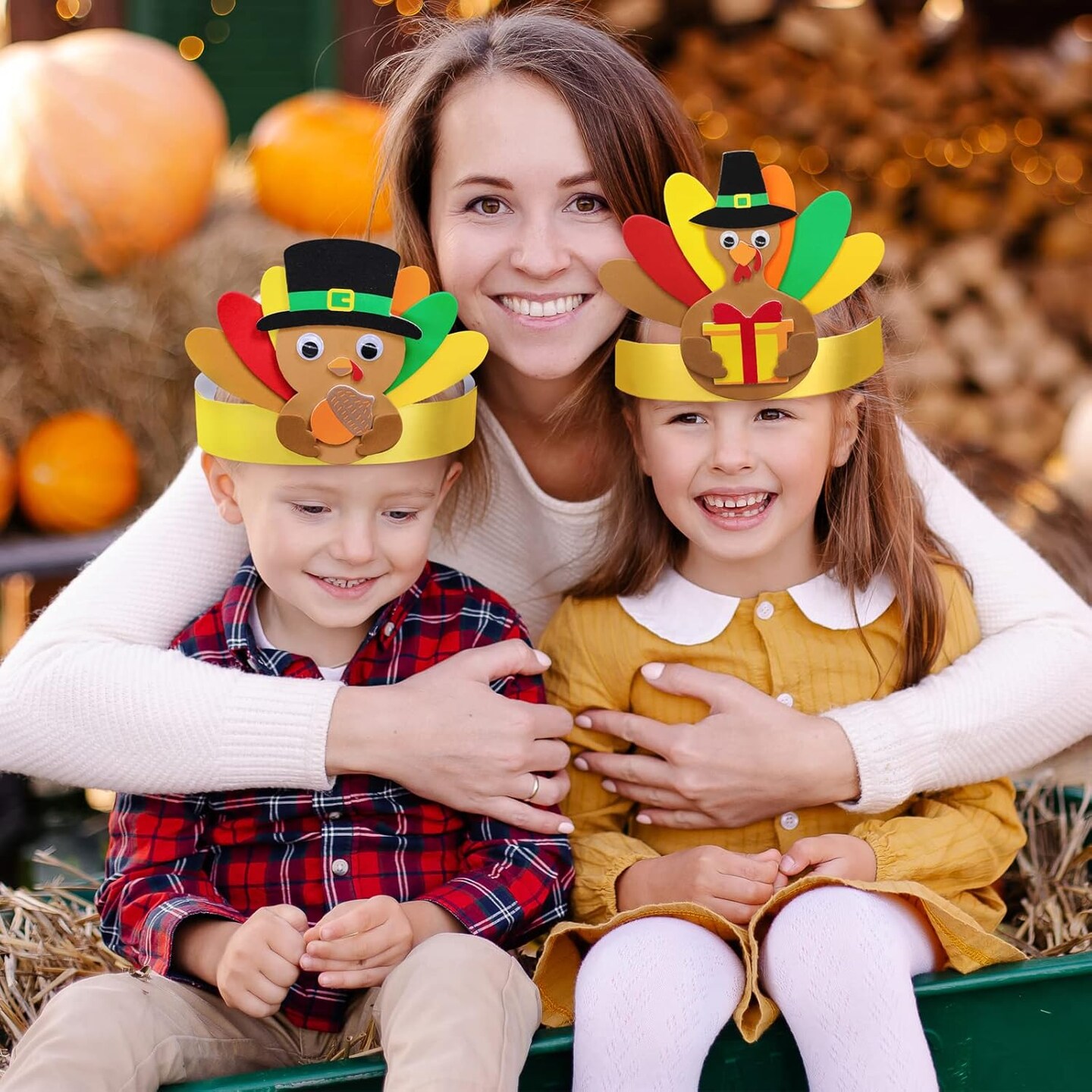 24 Sets Thanksgiving Turkey Headbands Fall Craft Kits