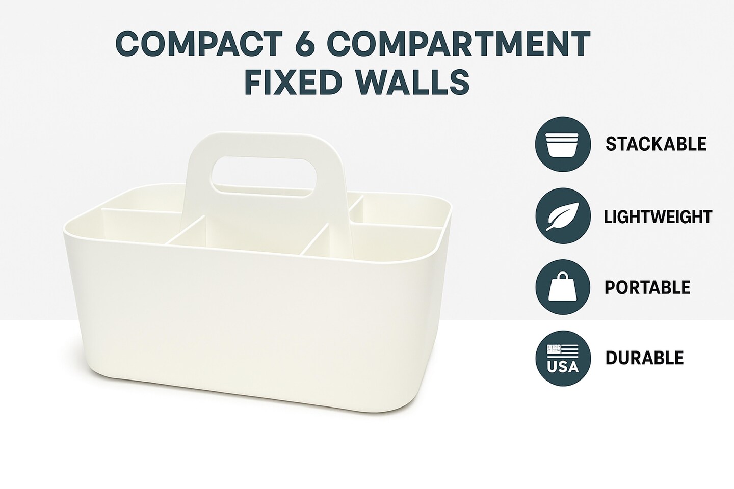 Enjoy Organizer | 3 Small Stackable and Portable Simple 6-Compartment Art Caddy Storage- Made In USA