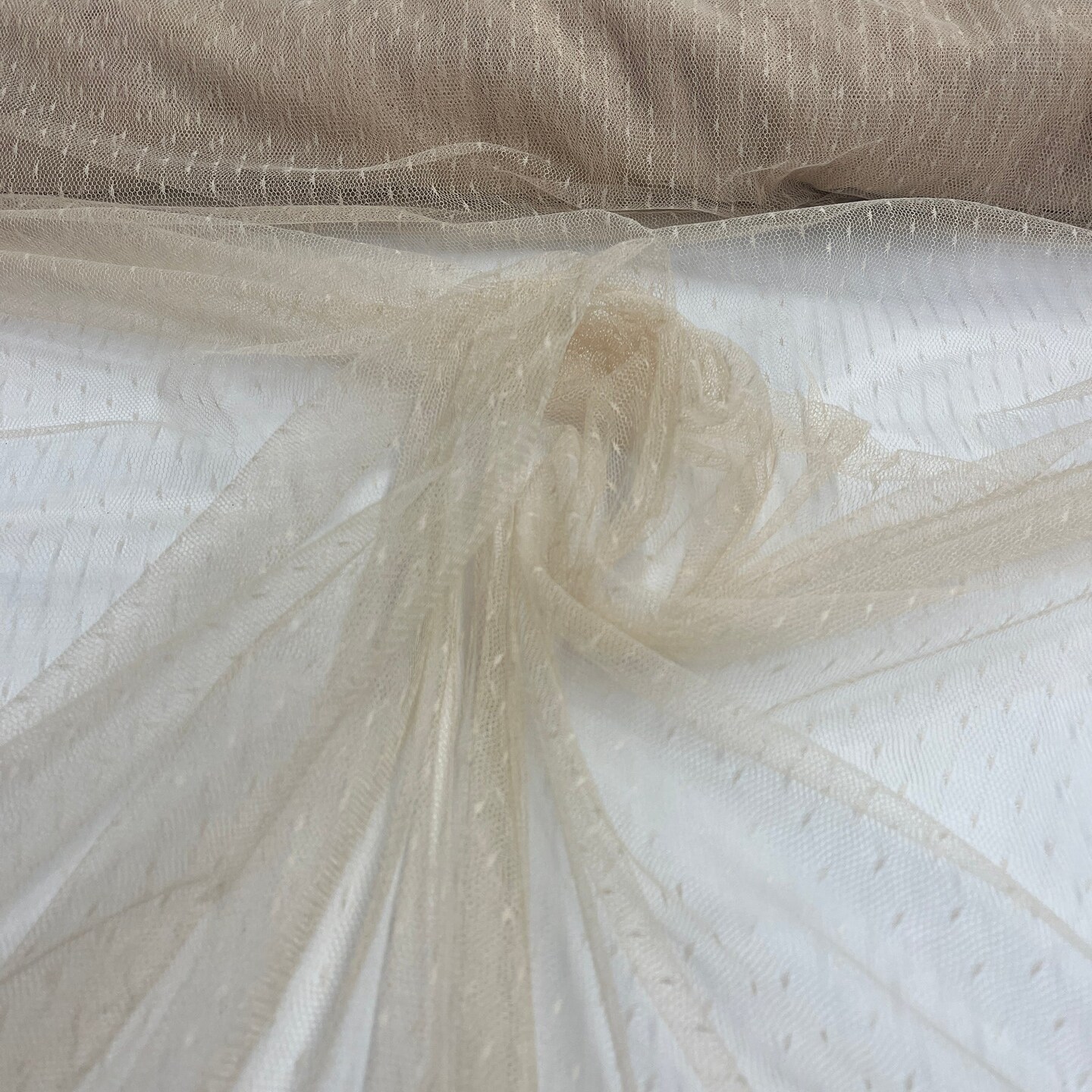 1 Yard 2-Way Stretch Dots Point Net Mesh Fabric 60&#x22; Wide Sheer Polka Dot Mesh for Gowns, Veils &#x26; Costumes