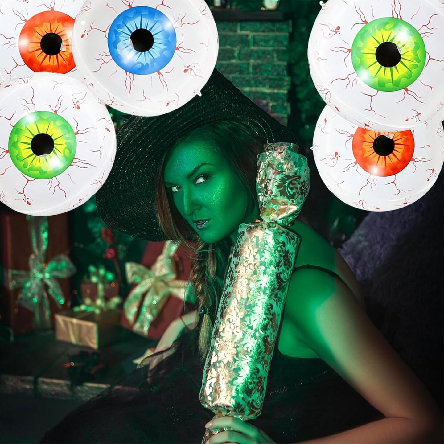 6 Pieces 22 Inches Halloween Eyeball Foil Balloons(White)