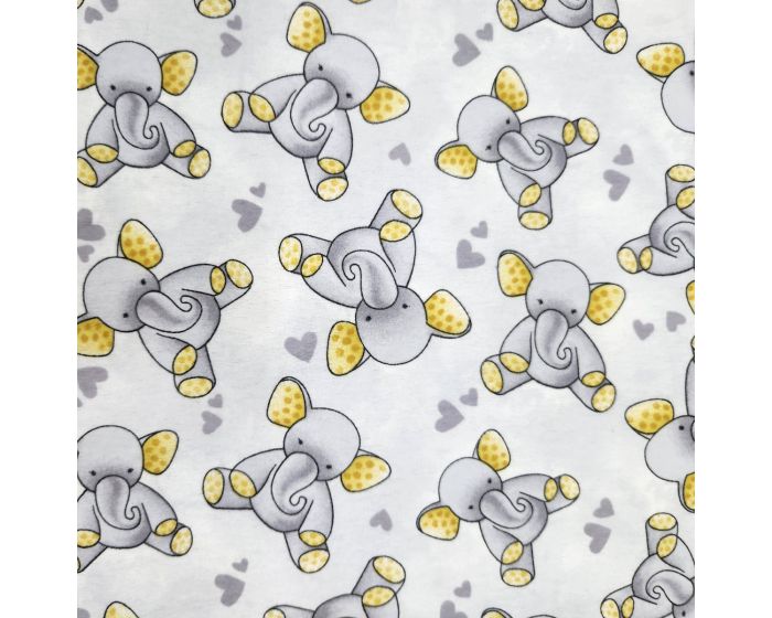 Dreamtime Elephants Light Gray Flannel Fabric | By The Yard | Sewing and Crafting | 42 inches wide