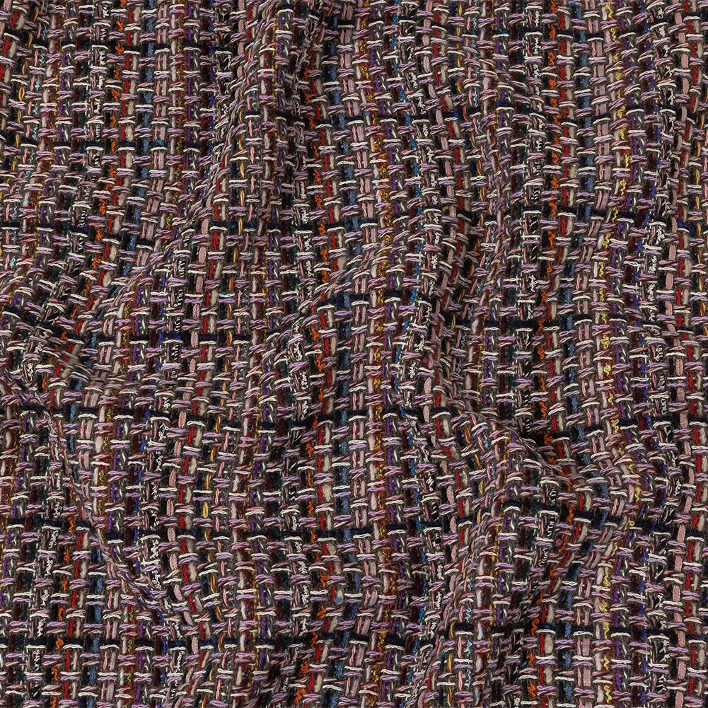 1 Yard Italian Lilac, Gray and Multicolor Tweedy Plaid Blended Wool Woven 60&#x2019;&#x2019; Width