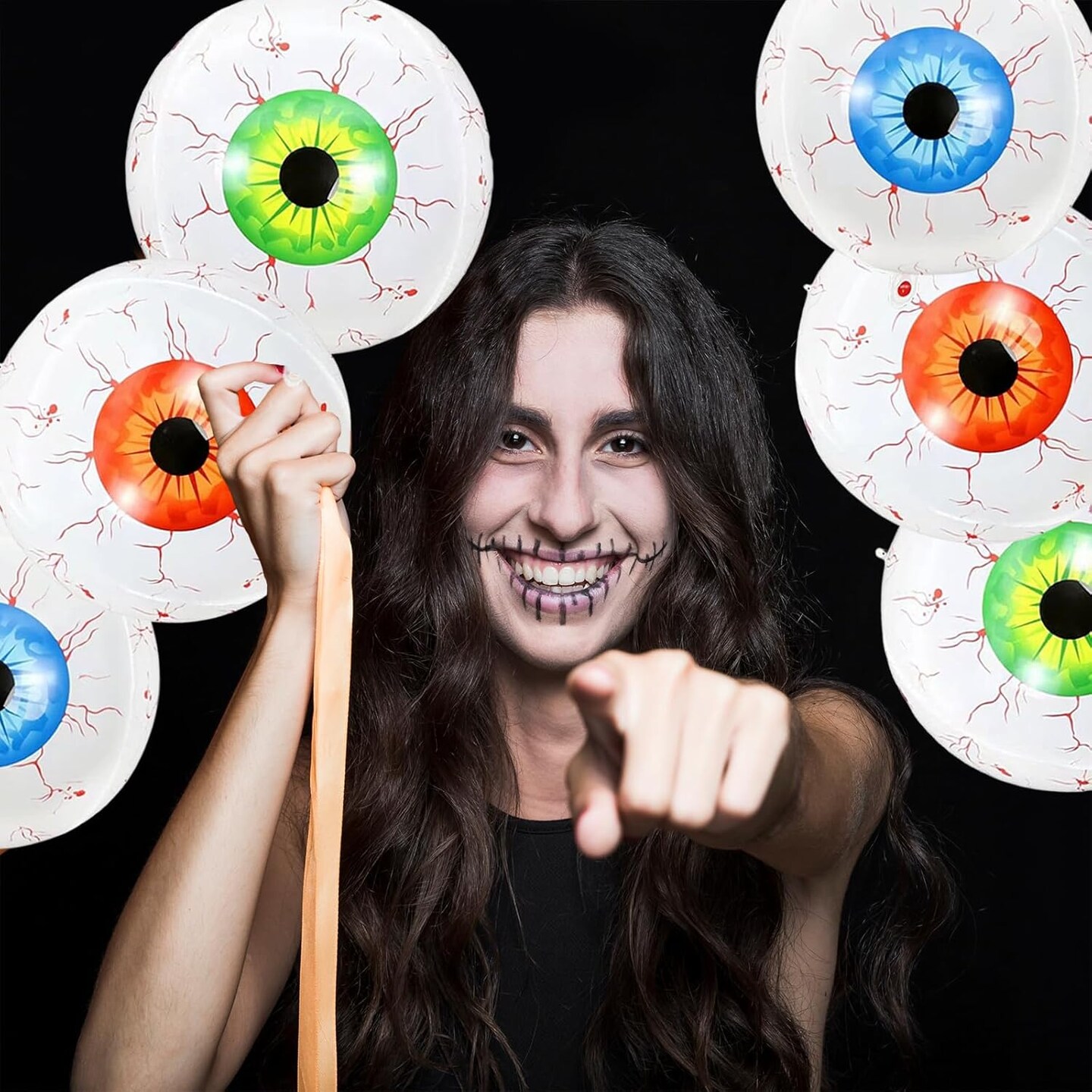 6 Pieces 22 Inches Halloween Eyeball Foil Balloons(White)