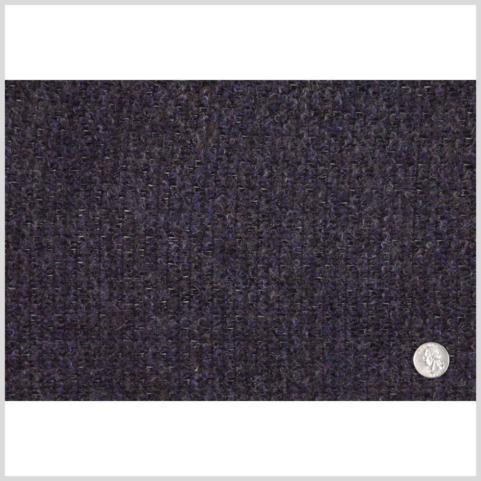 1 Yard Boucled Wool Knit Fabric Nightshade Black Onyx and Deep Well Speckled Gray Purple 58 inch Width