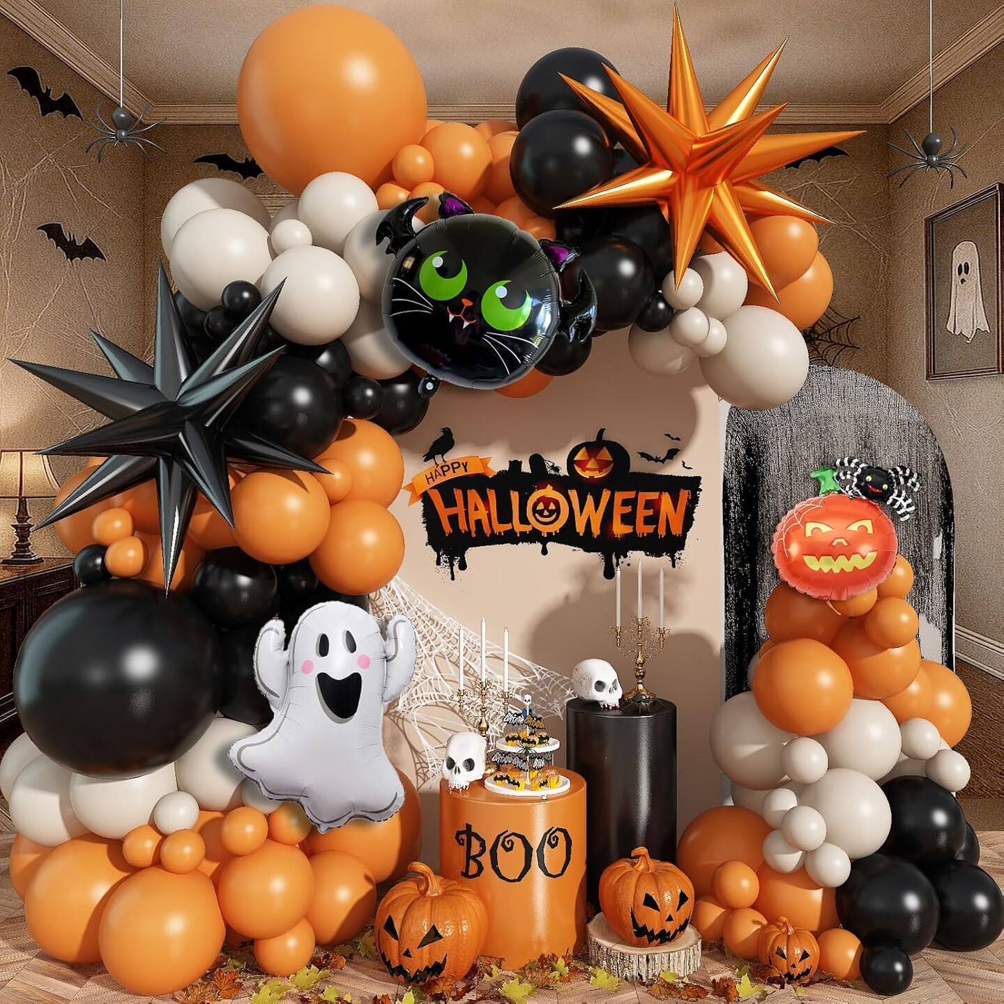 Halloween Balloon Arch Kit(Orange Black Sand)