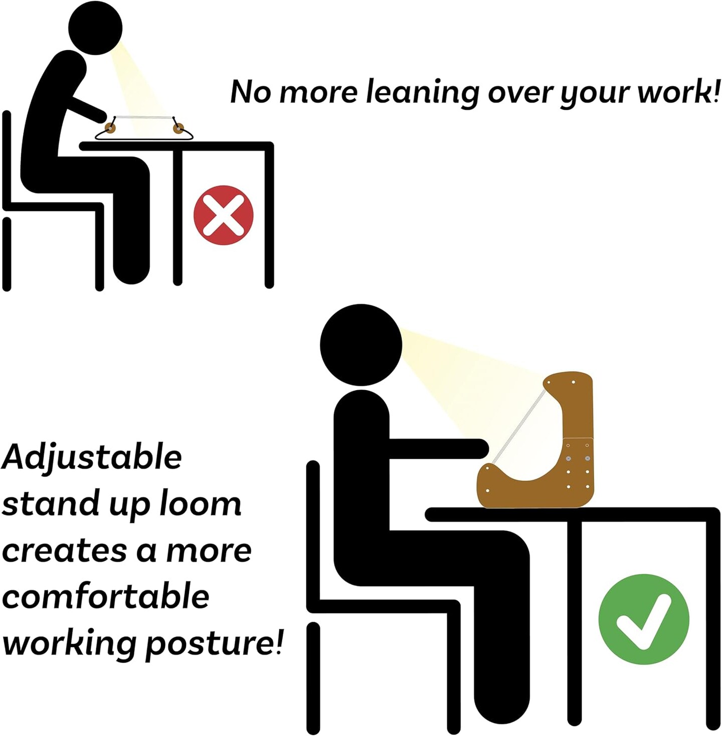 The Beadsmith ComfortLoom - Adjustable Standing Bead Loom with 4 Length Settings, Ergonomic Angled Design, Work Area 7.5” to 10.5”, Includes Illustrated Instructions & Bracelet Pattern