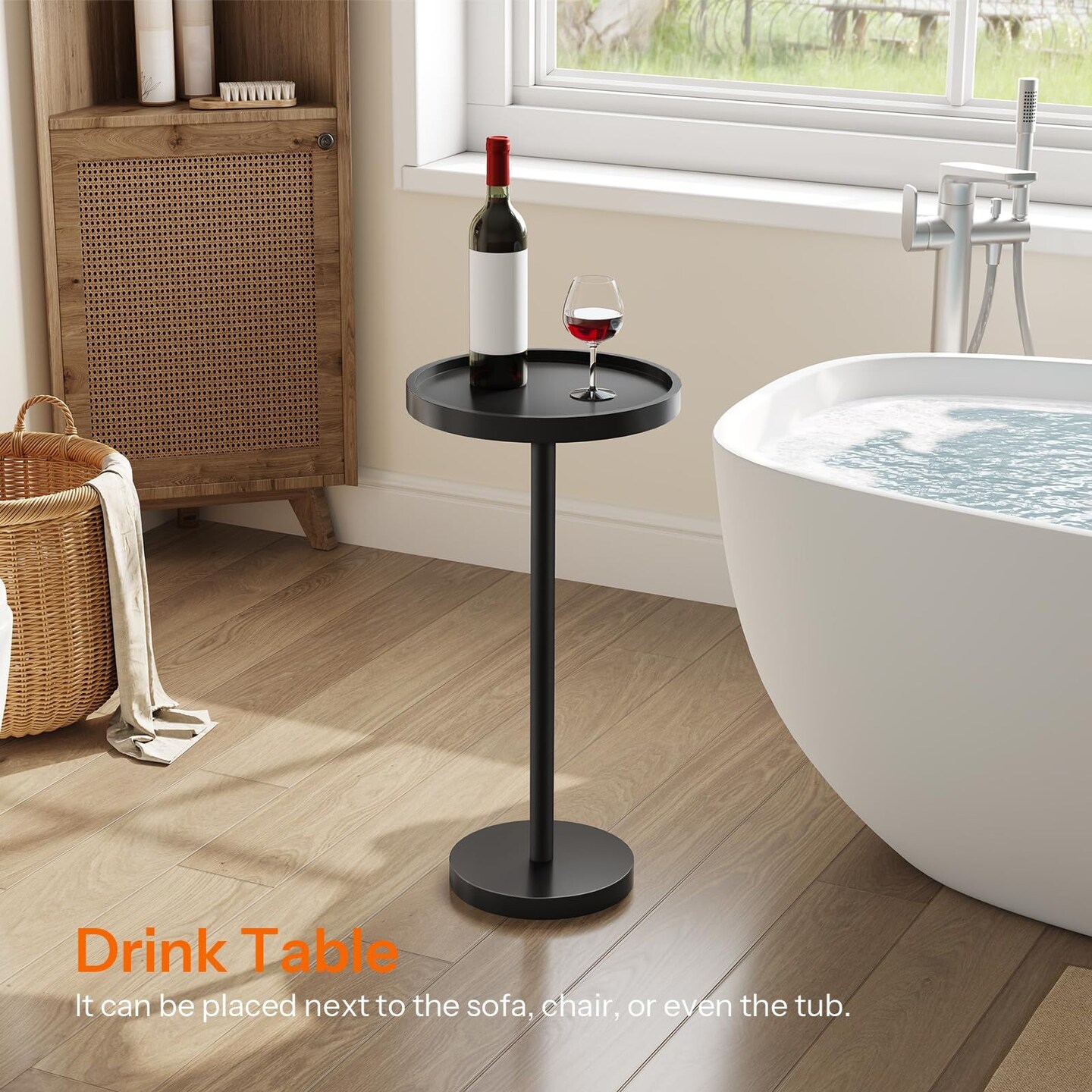 Sturdy Round wicker Accent Table Safe, Practical, and Tool-Free Assembly