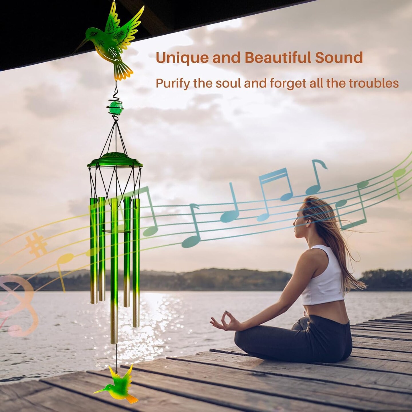 Hummingbird Wind Chimes, Outdoor Metal Wind Chimes Decor