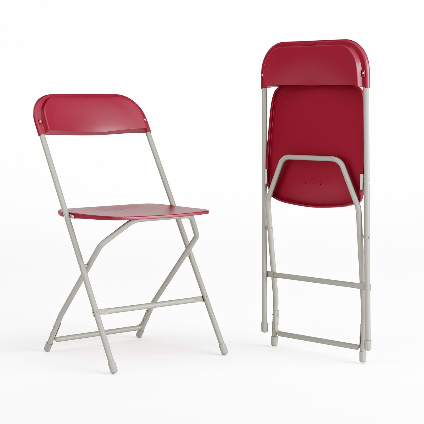 Emma and Oliver Set of 2 Stackable Folding Plastic Chairs - 650 LB Weight Capacity