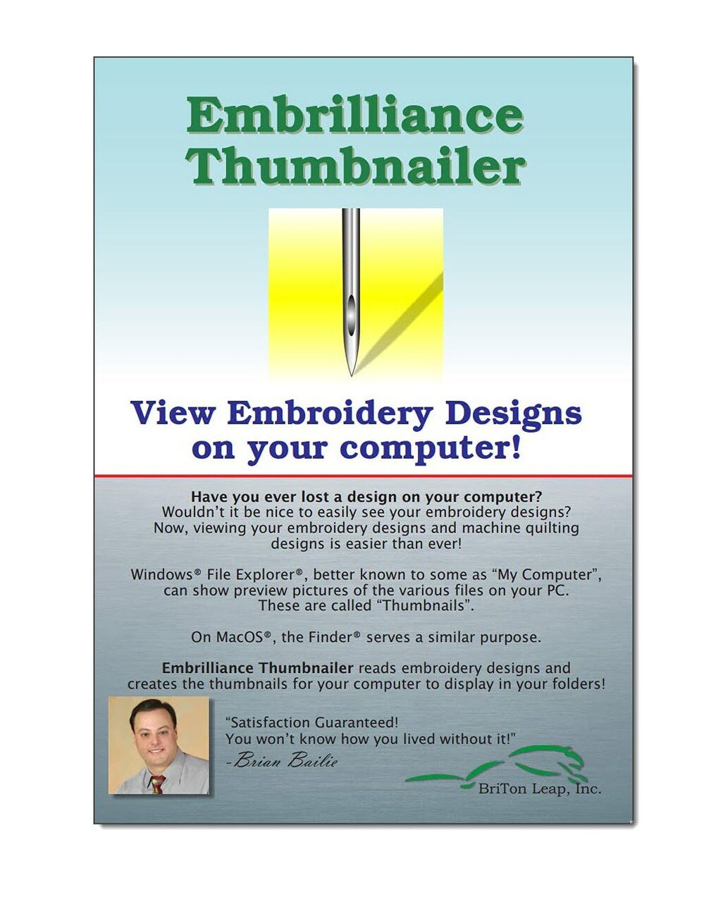 Embrilliance Thumbnailer Software for Mac and PC