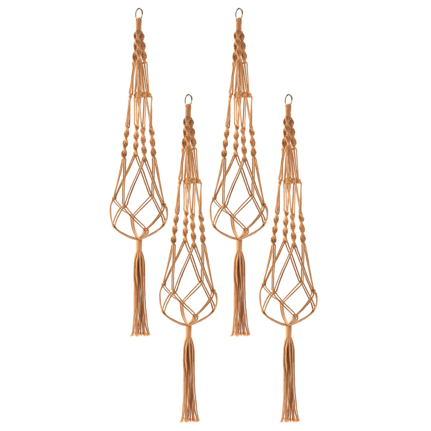 Sorbus Macrame Plant Hanger (4 Pack) Indoor Outdoor Hanging Plant Pots Cotton Rope, Elegant for Home, Patio, Garden (Black)