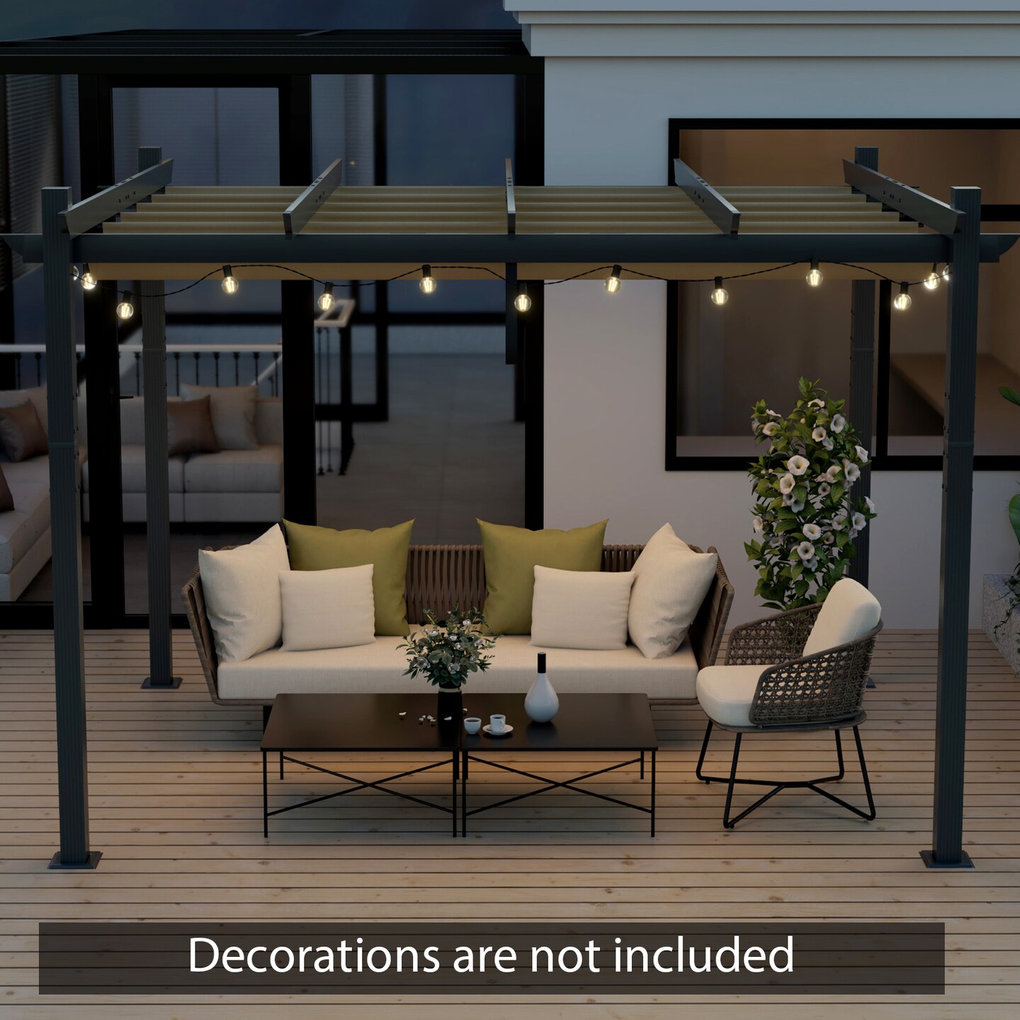 Retractable Pergola with Aluminum Frame and Trellis