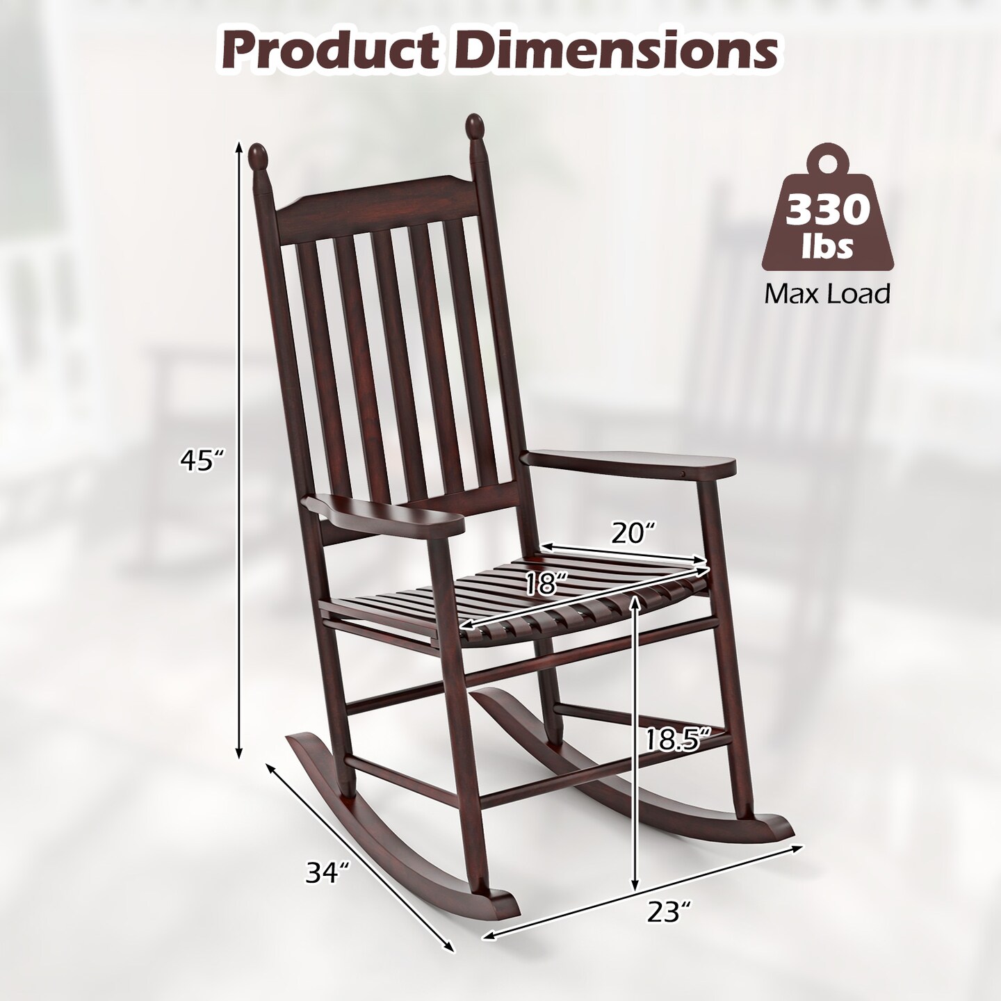 Acacia Wood Rocking Chair with Ergonomic Seat &#x26; Gentle Rocking Motion