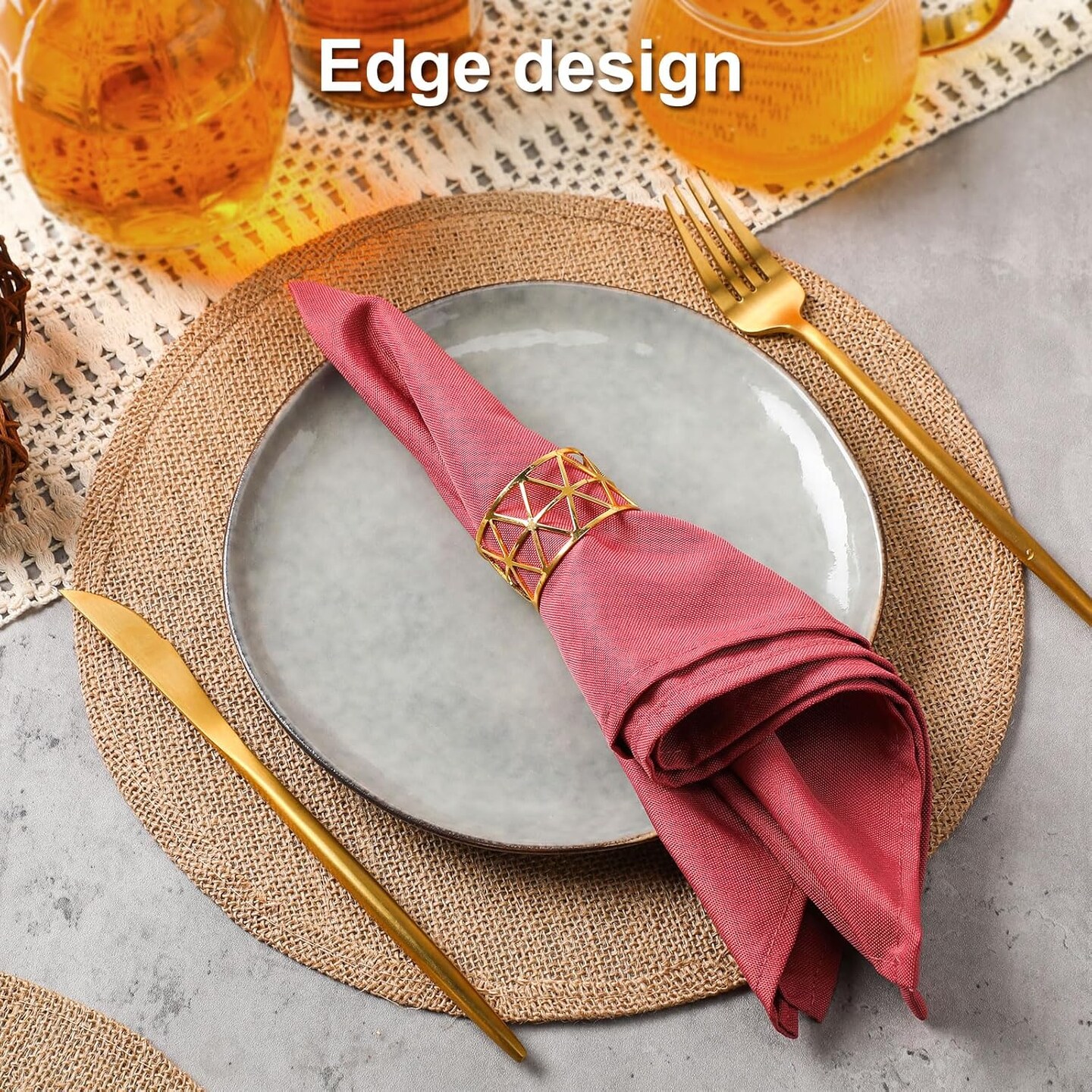 Set of 48 Burlap Round Placemats Bulk Burlap Circle Rustic Table Decorations Jute Farmhouse Placemats