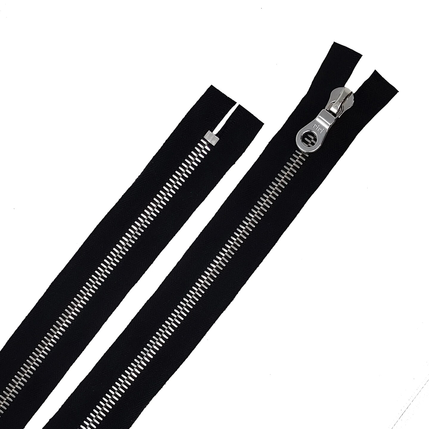 6MM Closed Bottom Zipper with KTA Pull – Black Tape, Nickel Teeth