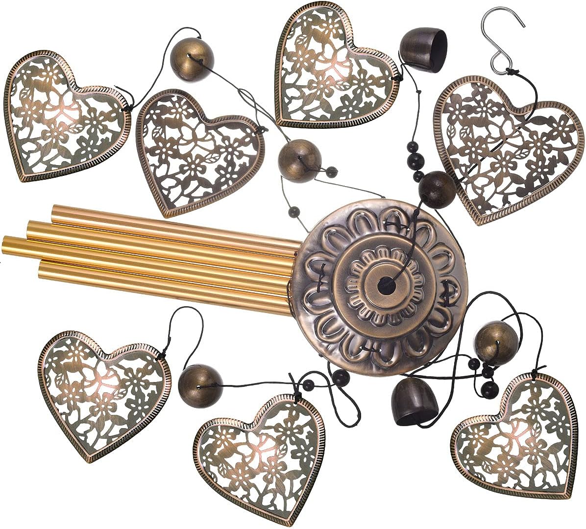 Garden Loving Heart Wind Chimes Outdoor Indoor Decor, Hand-Made Heart Musical Wind Chimes, Mobile Wind Catcher Romantic Wind-Bells for for Home, Mom Gifts, Balcony, Festival, Tree, Garden Decoration