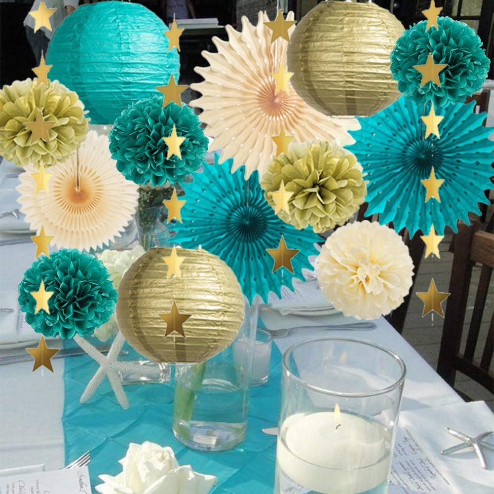 Teal and Gold Party Decorations Teal