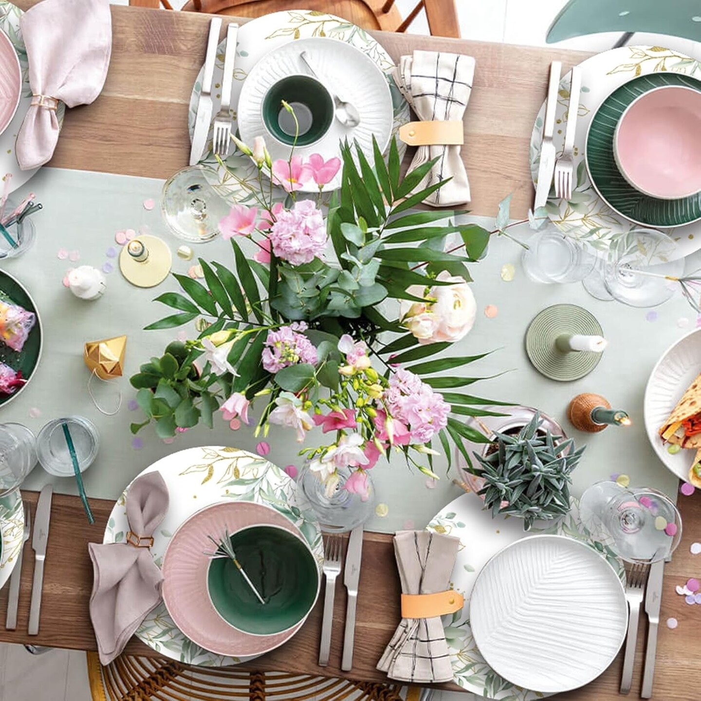 Paper Placemats Disposable 50 Pack Green Eucalyptus Leaves Place Mats 13.4 Inch Round Decorative Greenery Table Mats