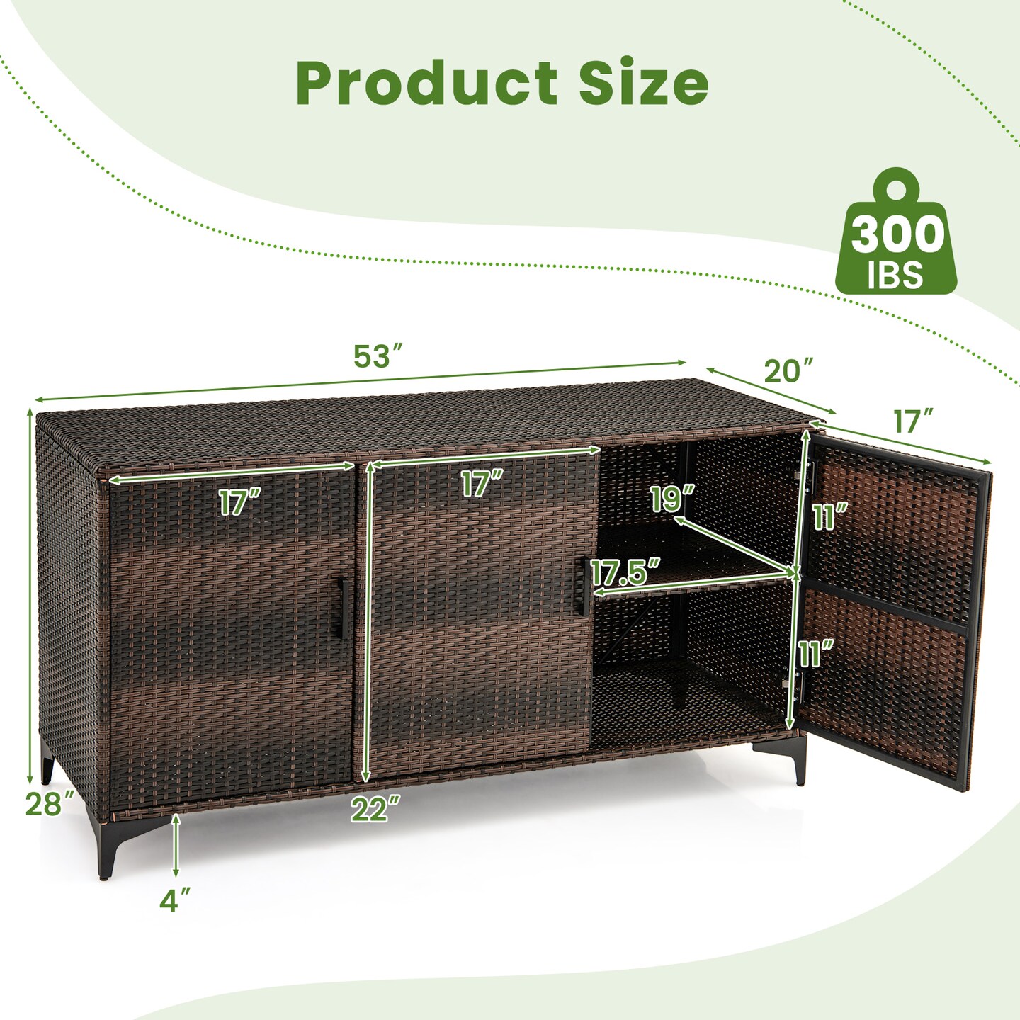 PE Rattan and Metal Storage Box with 84-Gallon Capacity and Removable Shelves